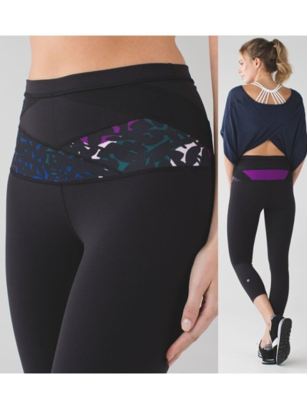 Lululemon Black Luon Quilted High Waist Wunder Under Crop